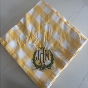 Yellow and White Checkered Monogrammed Napkin - FIRM ON PRICE